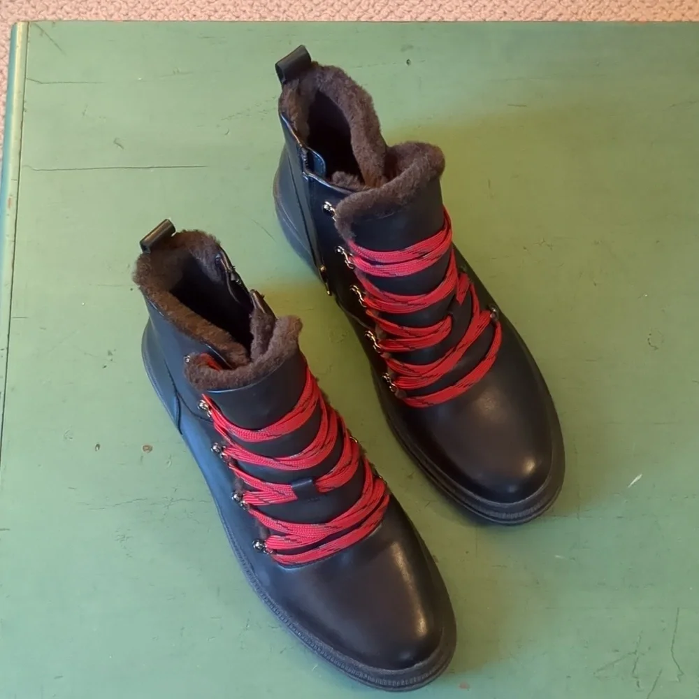 Naturalizer Julian Waterproof Boot Black Leather Upper - Picture 2 of 12